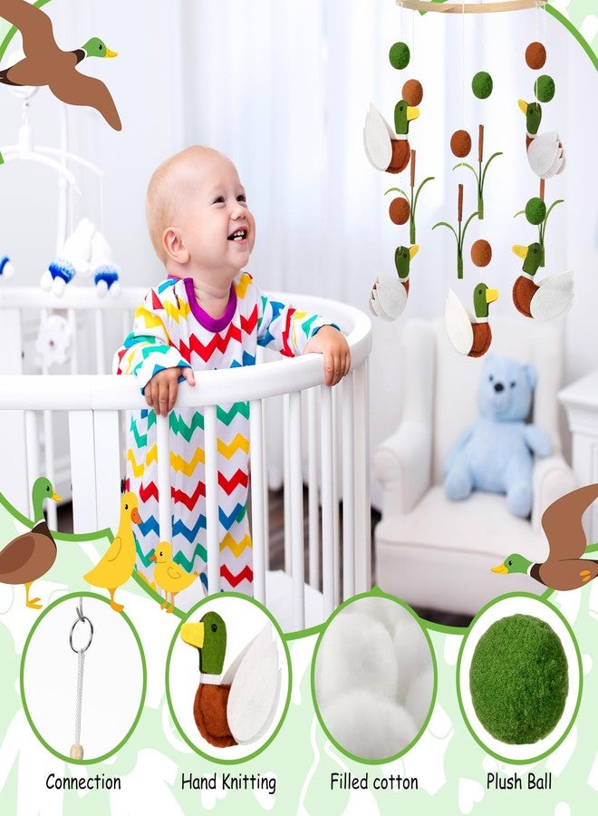 Sonwyoung Mallard Duck Baby Mobile for Crib Nursery Felt Wooden Wild Mallard Duck Hanging Decor for Infant Mobile Crib Newborn Gift for Boys Girls Stuff Neutral - Image 2